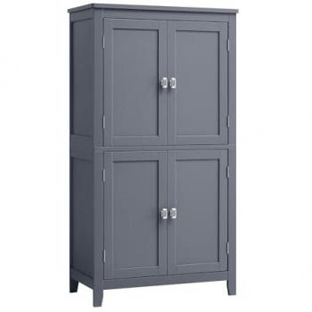 VASAGLE Armario Multifuncional para Baño y Cocina, Mueble de Almacenaje con 4 Puertas y Estantes Regulables, Dimensiones 30 x 60 x 110 cm, Color Gris Pizarra BBC552