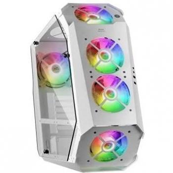 MARSGAMING MC51W, Caja PC Gaming ATX, Doble Cristal Templado, 5x Ventilador RGB 12cm, Blanco