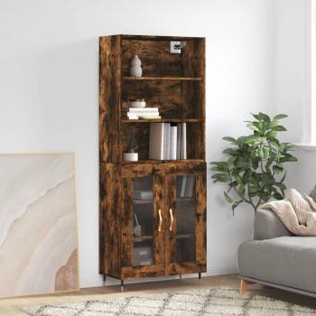 Aparador alto de madera multicapa roble ahumado 69,5x34x180 cm