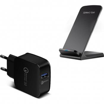 Base de carga inalámbrica Qi de 15W con 2 bobinas para Samsung Galaxy S10, S9, S8 Plus, iPhone X y Xs Max
