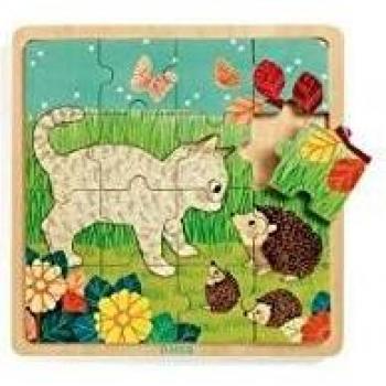 DJECO- RompecabezasPuzzles encajables y rompecabezasDJECOEncajable Puzzlo Garden, Multicolor