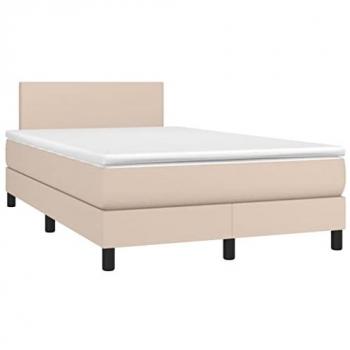 Cama box spring con colchón cuero sintético capuchino 120x190cm
