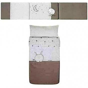 Petitpraia Sleepy Gris Funda Nórdica Tríptica + Protector Cuna 60 + Relleno