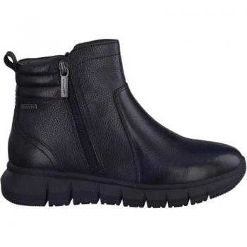 Cómoda Botín mujer 86414 de TAMARIS CONFORT en suave piel negra, plantilla anatómica extraíble, ajuste doble cremallera, membrana impermeable Duo-Tex, piso flexible, altura tacón bajo (3-