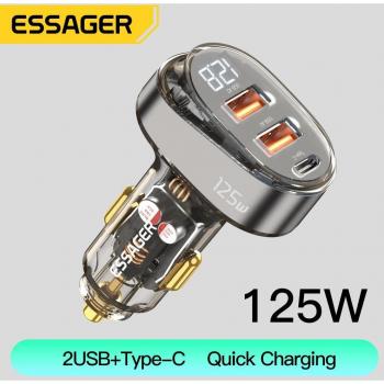 Cargador de coche USB C 125W con pantalla digital PD QC3.0, carga rápida para iPhone 14, 13 Pro Max, Samsung, Xiaomi y portátil color café