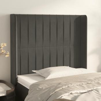 Cabecero de oreja gris oscuro 83x16x118/128 cm en terciopelo