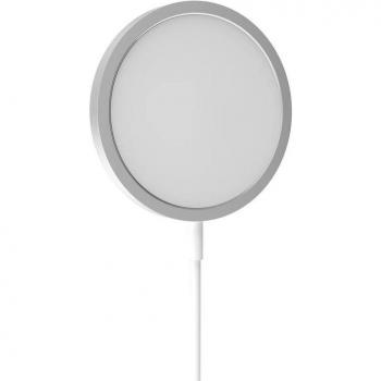 Cargador Inalámbrico Magnético eSTUFF 15W con USB-C - Carga Rápida PD 3.0 y Quick Charge 3.0 - Aluminio Blanco