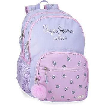 Mochila Escolar Pepe Jeans Becca Doble Compartimento 44 cm con Bolsillo para Tablet Color Morado