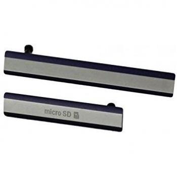 SKILIWAH - para Sony Xperia Z2 Conjunto de Tapa Lateral, Cubierta Antipolvo, Tapa de USB/SIM/SD, Repuestos - Negro