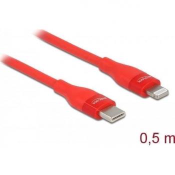 Cable de carga y sincronización USB-C a Lightning 0.5m rojo MFi para Apple iPad/iPhone/iPod