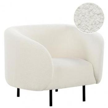 Sillón Loen Bouclé Suave Blanco y Negro con Patas Retro Glamour