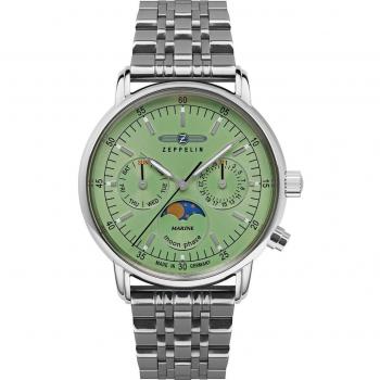 Zeppelin LZ 14 Marine Moon Phase Women's Quartz Watch with Stainless Steel Band