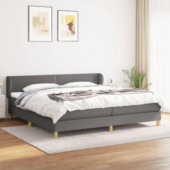 Cama box spring de muelles con colchón gris oscuro 200x200 cm Tela