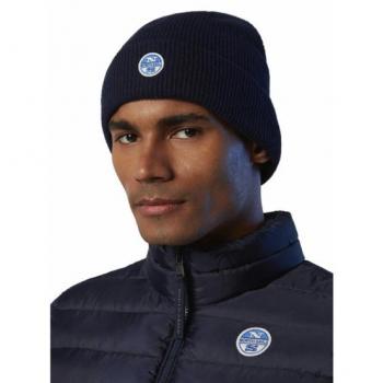 North Sails Blue Cotton Beanie Cap for Men, ONE SIZE