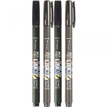 Tombow WS-BS Fudenosuke - Pluma escobilla, punta blanda, tinta negra