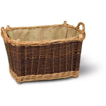 Cesta para leña, Cesta, Cesta para leña, madera sin pelar mimbre, 50 x 33 x 27 cm