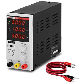 Fuente de alimentación de laboratorio regulable 0-30 V - 0-10 A DC - 300 W - pantalla LED de 4 dígitos