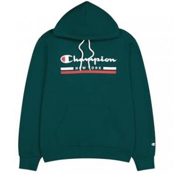 Sudadera Champion Hooded Sweatshirt Hombre Verde Botella (Hlg), Soft Compact Powerblend Fleece, Talla S