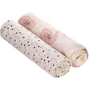 Pack de 2 muselinas XL de bambú 120x120cm Little Water Lässig