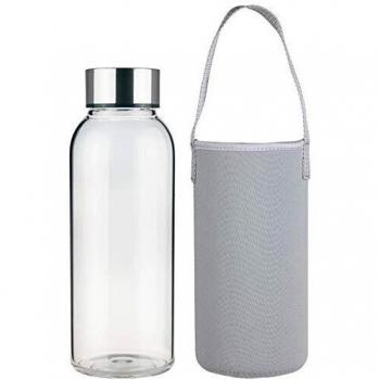 FCSDETAIL Botella de Agua de Cristal sin BPA, Botella de Agua de Vidrio de Borosilicato con Funda de Neopreno y Tapa de Acero Inoxidable 1500ml