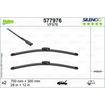 Limpiaparabrisas VALEO 577976, Silencio, Longitud 700+300mm, Delantero, 2 Piezas para RENAULT Clio y MITSUBISHI Colt