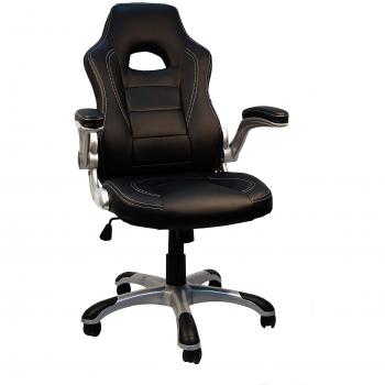 La Silla Española Zaragoza Silla de Oficina y Despacho, Piel Sintética, Negro, 53x55x129 cm