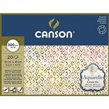 Bloc de Acuarela Canson 31x41cm 20 Hojas 300gr Grano Fino Encadenado
