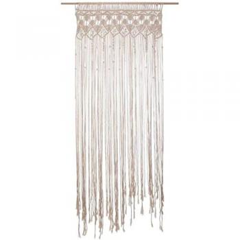 Cortina Decorativa de Macramé para Puerta Estilo Bohemio 90x200cm con Barra de Madera Incluida