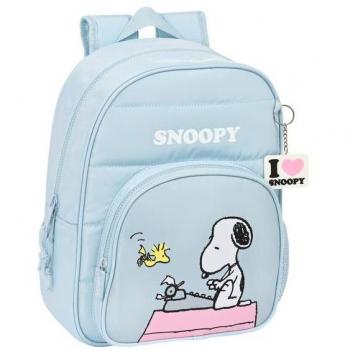 Mochila Infantil Adaptable a Carro Snoopy Imagine 34cm Azul Pastel Safta