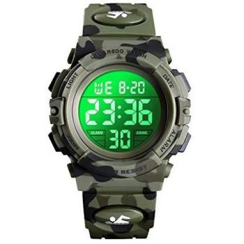Reloj niños, Reloj para Niños Digital Sport Multifunción Cronógrafo LED 50M Impermeable Alarma Reloj analógico para Niños con Banda De Silicona Militar