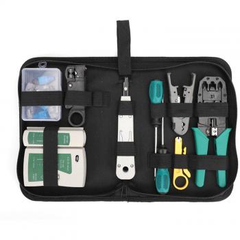 Kit de 10pcs de Herramientas de Reparación de Comprobador de Cable de Red, YEESON Mantenimiento de Computadora Herramienta de Engarzado Coaxial con Accesorios de Conector