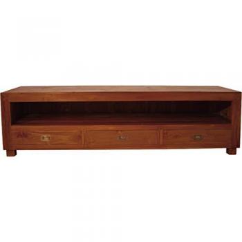 Mueble de TV Ayan de madera de teca marrón con 3 cajones