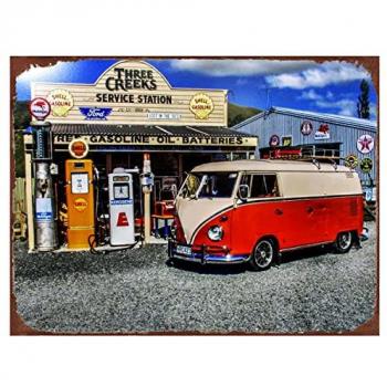 Placa de Metal Rojo Vintage para Pared - Autobús Signes Grimalt, 25x1x33 cm