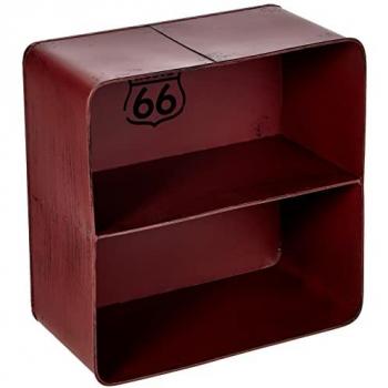 Estantería cuadrada de metal rojo Bristol de 2 niveles cm29,5x15h30