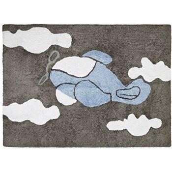 Happy Decor Kids -Alfombra Lavable Plane 100% Algodón Natural -Azul- 160x120 cm