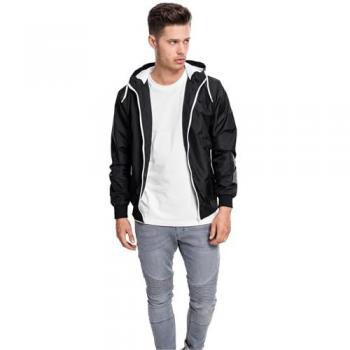 Urban Classics Black/White Contrast Windrunner Jacket for Men - 4XL