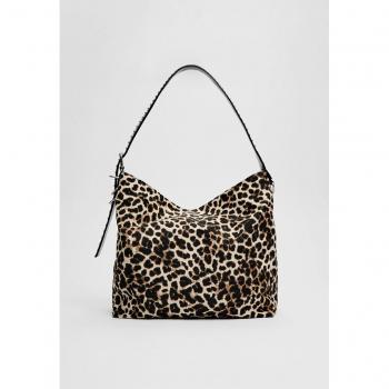 Beige Leopard Print Bucket Bag OS