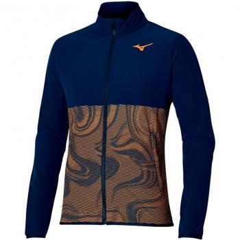 Mizuno Charge Printed Chaqueta de Entrenamiento para Hombres - Azul Oscuro, Naranja