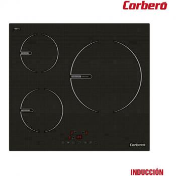 Corberó CCIG9322 Encimera por Inducción, 3 Zonas, Potencia 6000 W, Touch Control, 1 Boosters, Zona grande 30 Cms, Temporizador 99 Minutos, desconexión seguridad, Bloqueo de seguridad para niños
