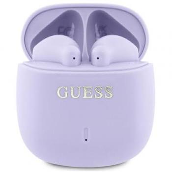 Auriculares Bluetooth TWS Guess con Estación de Carga, Logo Clásico Impreso, Color Violeta, ANC, 26 horas de autonomía