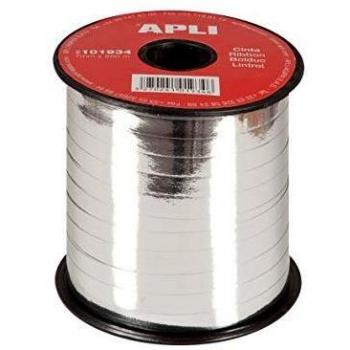 Apli 101934 Cinta Regalo Metalizada Plata, 7 Mm X 250 M