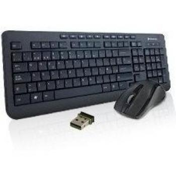 Phoenix Technologies PHKEYWIRELESS - Combo Teclado QWERTY español inalámbrico y ratón óptico inalámbrico con Receptor Nano USB, Color Negro