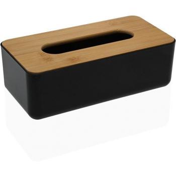Caja para pañuelos Versa Bambú Polipropileno 13,1 x 8,6 x 26,1 cm Negro