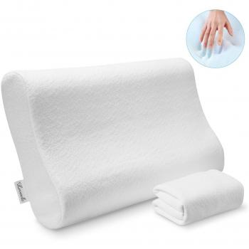 Levesolls Almohada Viscoelastica Almohada Espuma de Memoria con Altura Ajustable Almohada Cervicales con 2 Fundas