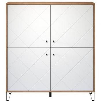 Aparador alto de 4 puertas blanco mate L123 cm