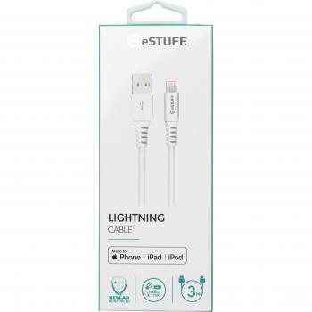 Cable Lightning MFI 3m Blanco para iPhone eSTUFF ES601304