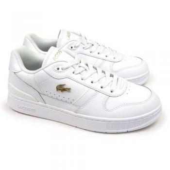 Zapatillas deportivas Lacoste T-Clip Set para mujer en blanco puro, talla 38
