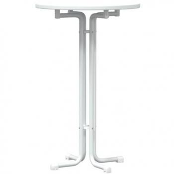 Mesa alta de comedor de madera ingeniería y acero blanco Ø70x110cm