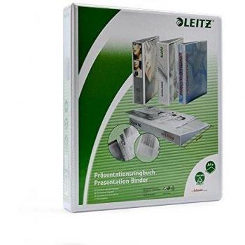Carpeta de anillas Leitz A4 Maxi blanca, 4 anillas en D, capacidad para 300 hojas, grosor 50 mm