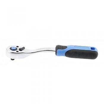 Llave de carraca reversible Hogert Technik 1/4 con diseño ergonómico, construcción en acero al cromo-vanadio, mecanismo de 72 dientes para un giro suave y preciso, longitud compacta para acceso en espacios redu